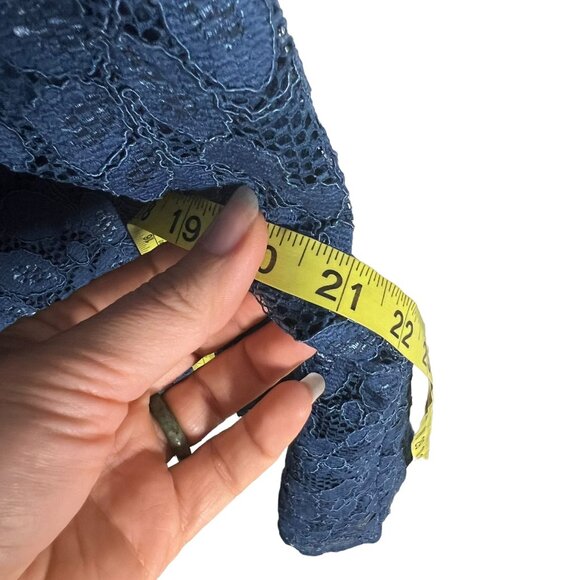 Eliza J Blue Floral Lace Short Sleeve Swing Silhouette Knee Length Dress 12 - Picture 8 of 8